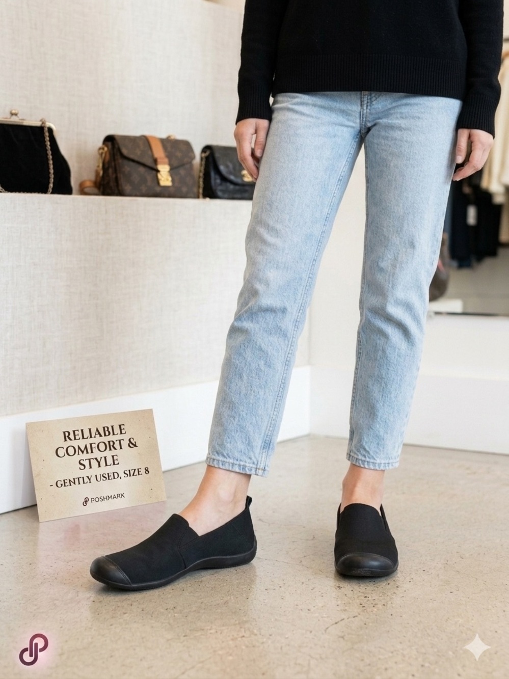 Ros Hommerson Caruso Black Slip On Flats 10.5 SSS Super Slim Like New